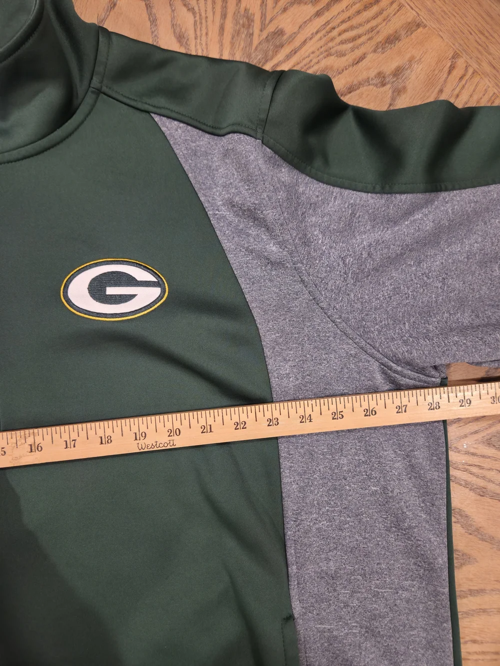NFL Team Apparel Quarter Zip Jacket Men Size L Green Gray Block Gameday Gorpcore